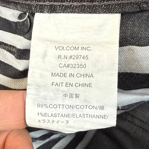 Volcom Vorta Jeans Mens Sz 29 Slim Straight Leg Stretch Faded Black Denim - Picture 12 of 13